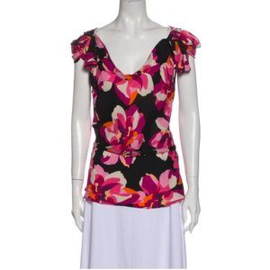 GUCCI Silk Floral Print Blouse Size: M | US8, IT44